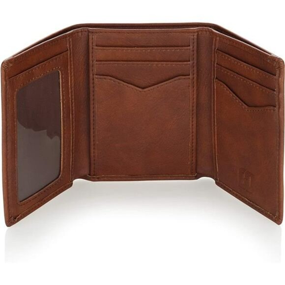 Trifold Wallet - Men's Slim Minimalist Money Holder - with RFID Blocking (Brown) - Picture 1 of 6